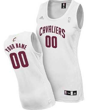 Women%27s Customized Cleveland Cavaliers White Jersey